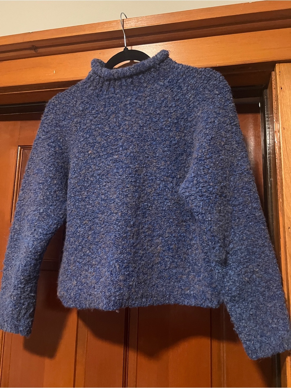 The Limited Blue Bouclé Turtleneck Pullover